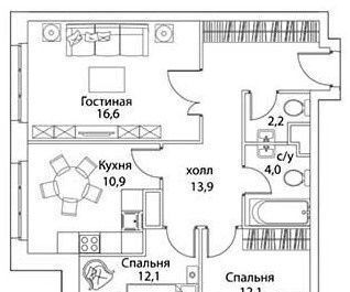 квартира г Москва метро Аминьевская ул Мосфильмовская 98к/2 фото 21