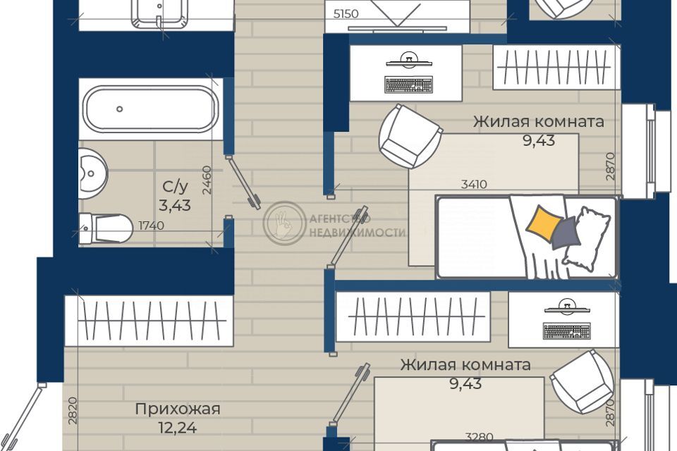 квартира г Казань р-н Советский ул Николая Ершова 34 Республика Татарстан Татарстан, городской округ Казань фото 4