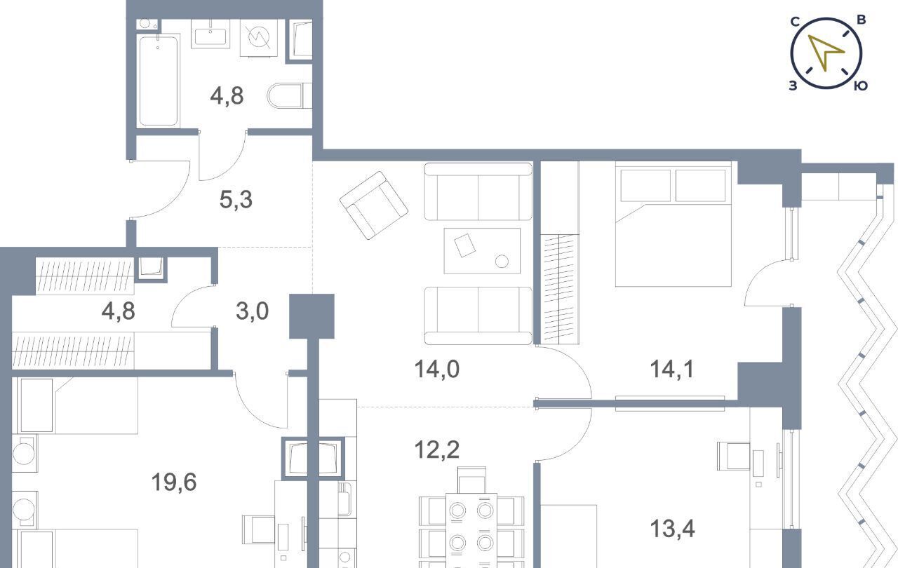 квартира г Сургут тракт Югорский 43 27А фото 4