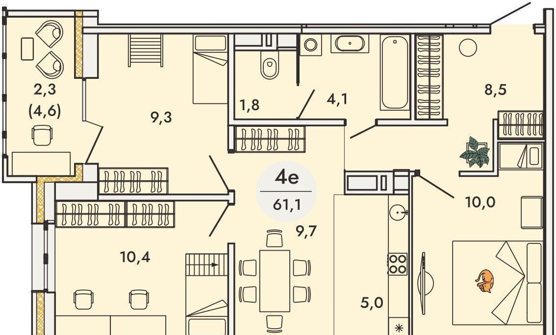 квартира р-н Пермский д Кондратово ул Камская 8а КИНЕТИКА ДОМ фото 2