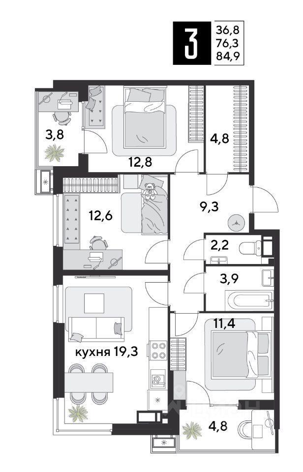 квартира г Краснодар р-н Прикубанский ул Западный Обход фото 1