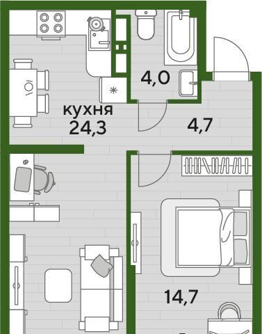 квартира г Краснодар р-н Прикубанский ЖК "Догма Парк" фото 3