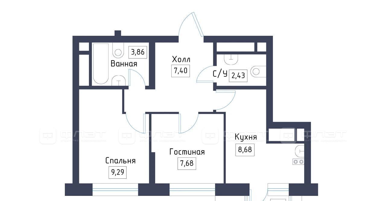 квартира р-н Зеленодольский с Осиново ЖК «Зимний Сад» Осиновское с/пос, сад, Авиастроительная фото 2