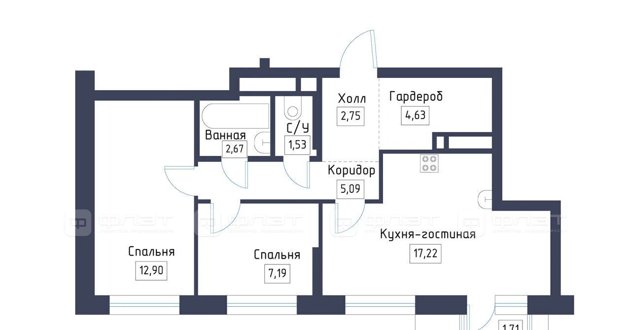 квартира р-н Зеленодольский с Осиново ЖК «Зимний Сад» Осиновское с/пос, сад, Авиастроительная фото 2