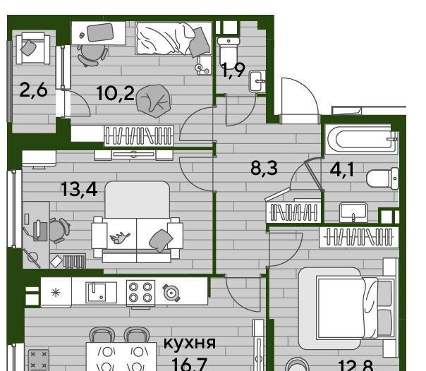 квартира г Краснодар р-н Прикубанский ЖК "Догма Парк" фото 1