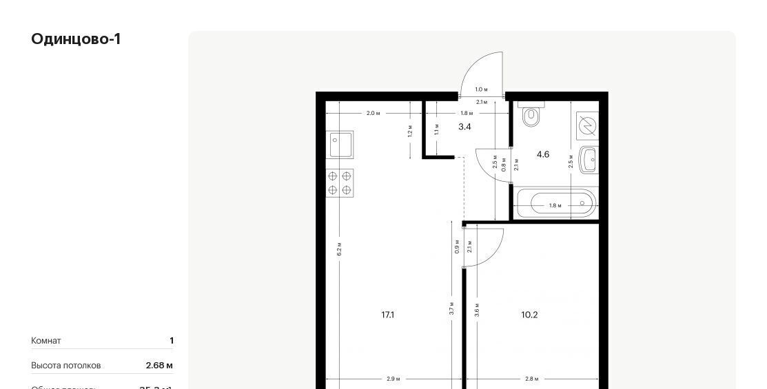 квартира г Одинцово ЖК Одинцово-1 26/1 Внуково, 1. фото 1