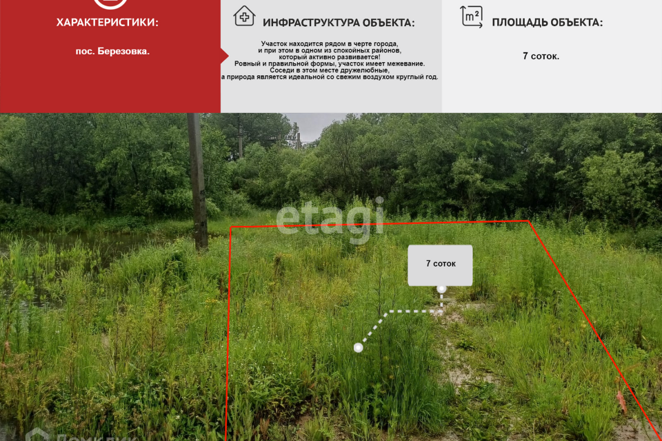 земля г Хабаровск р-н Краснофлотский посёлок Берёзовка, городской округ Хабаровск фото 1