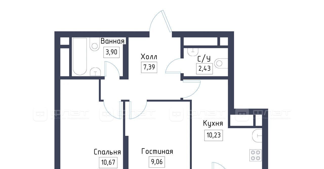 квартира р-н Зеленодольский с Осиново ЖК «Зимний Сад» Осиновское с/пос, сад, Авиастроительная фото 2