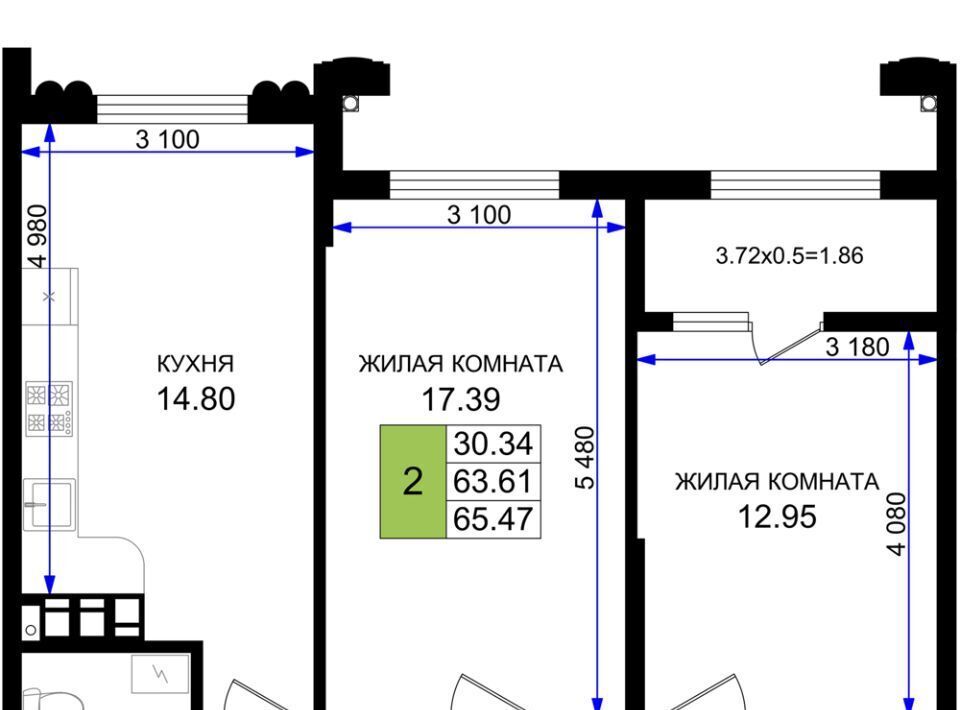 квартира г Новороссийск р-н Южный микрорайон 5-я Бригада фото 1