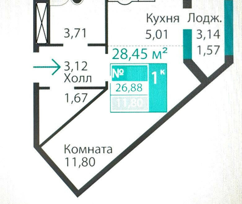 квартира г Симферополь р-н Киевский пр-кт Александра Суворова 19 фото 12