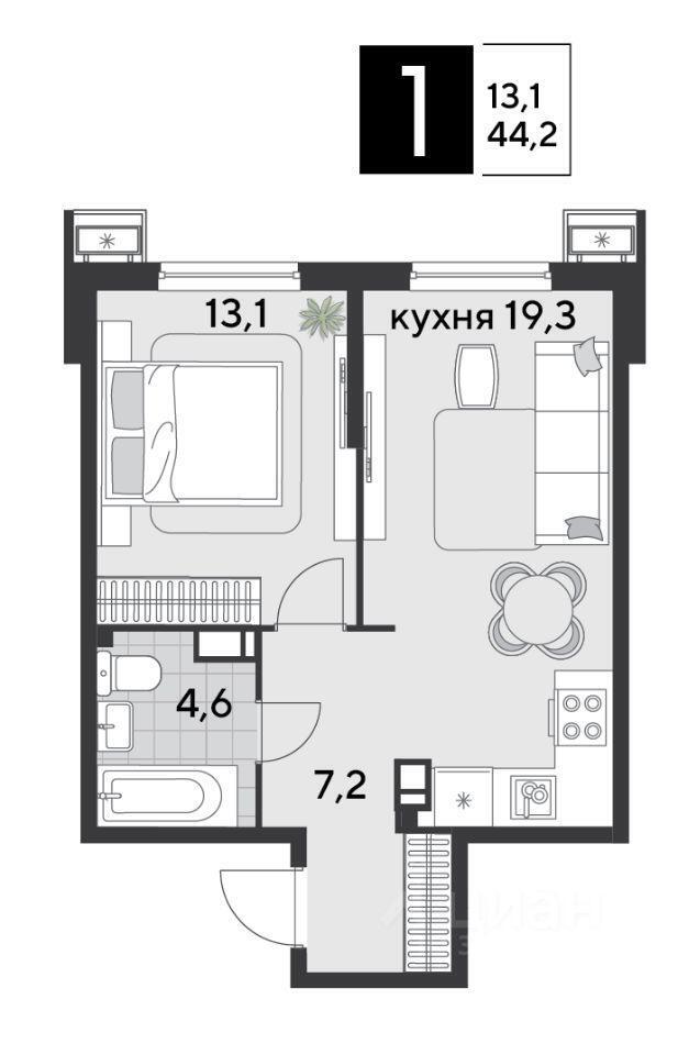 квартира г Краснодар р-н Прикубанский ул им. Героя Хабибуллина 7 ЖК Лиговский фото 2