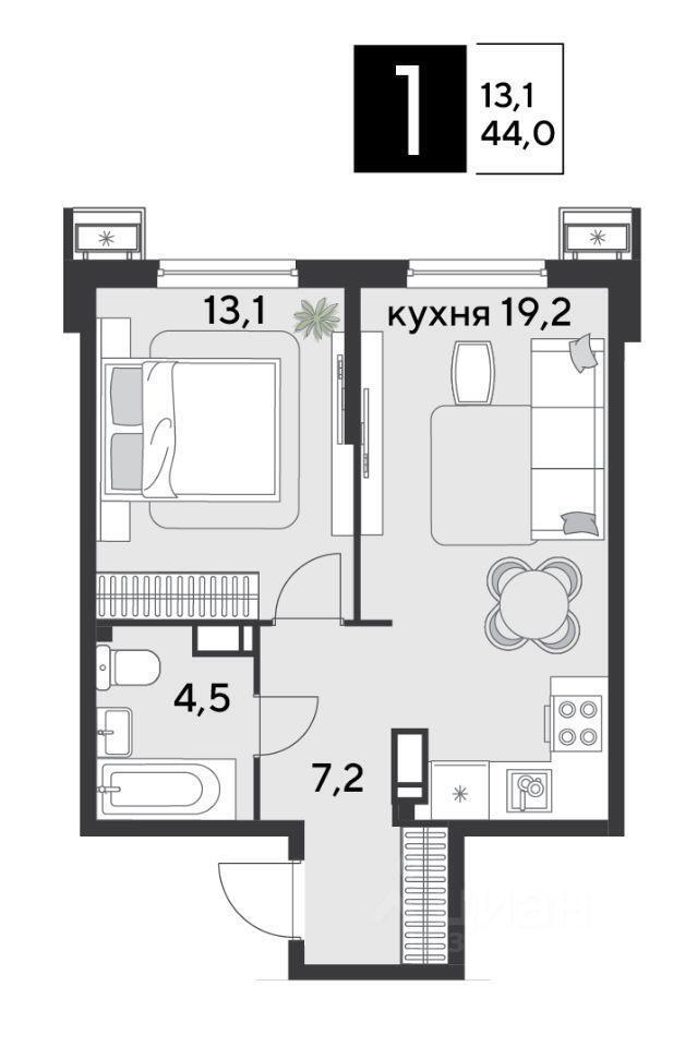 квартира г Краснодар р-н Прикубанский ул им. Героя Хабибуллина 7 ЖК Лиговский фото 2