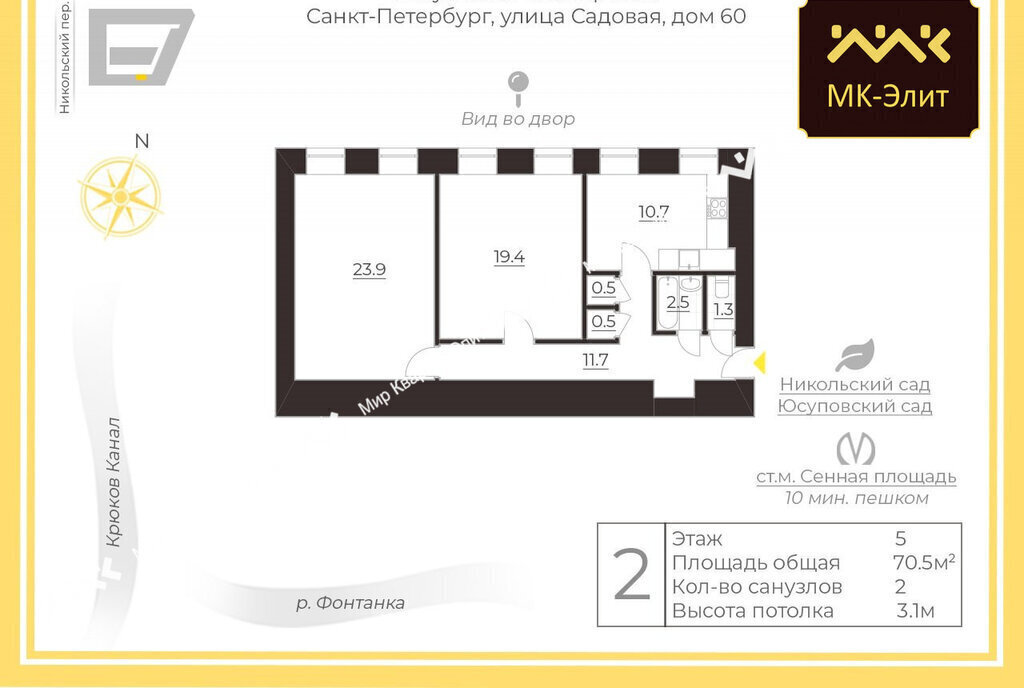 квартира г Санкт-Петербург метро Садовая ул Садовая 60 Сенной округ фото 18