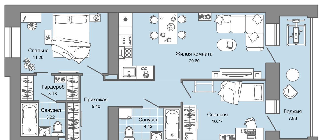 квартира г Ульяновск р-н Заволжский ЖК Центрополис 5 фото 1