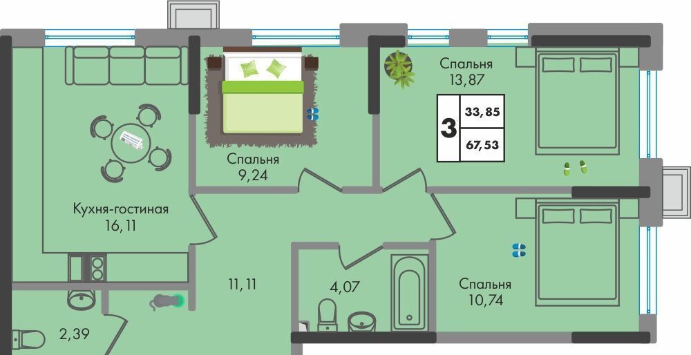 квартира г Краснодар р-н Прикубанский ул им. генерала Брусилова 1/2 д. 5 фото 1