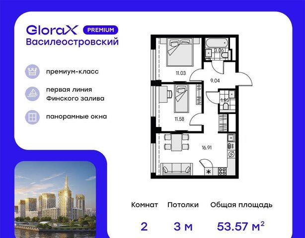 метро Приморская ЖК «GloraX Premium Василеостровский» уч. 11 фото