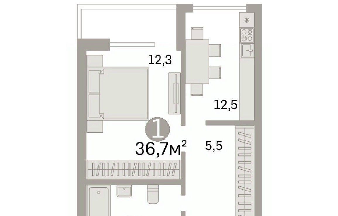 квартира г Омск р-н Кировский б-р М.М.Кузьмина 21 фото 15