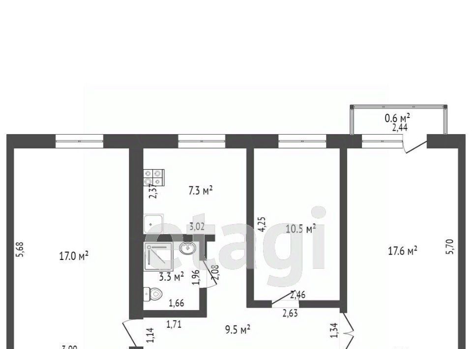 квартира г Чита р-н Центральный ул Евгения Гаюсана 32б фото 18