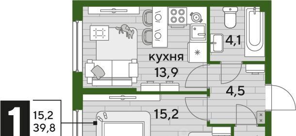 квартира г Краснодар р-н Прикубанский ул им. Марины Цветаевой 3к/2 ЖК "Догма Парк" фото 1