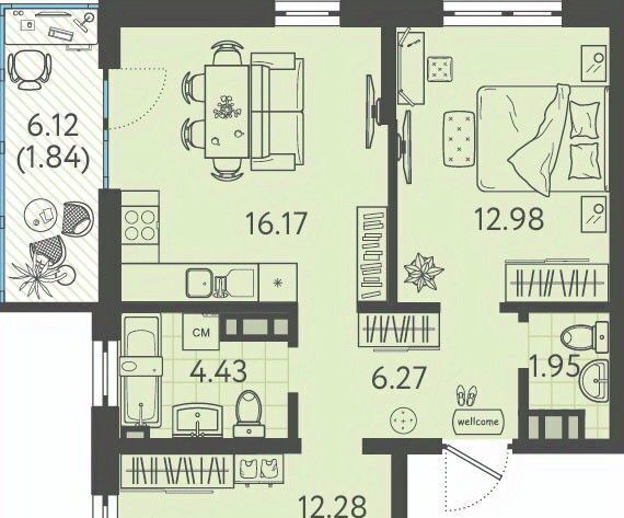 квартира г Краснодар р-н Прикубанский ул им. Кудухова Б.С. 3 фото 1