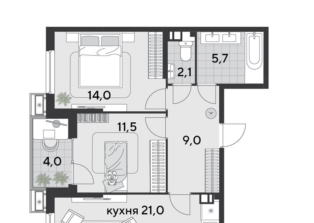 квартира г Краснодар р-н Прикубанский ЖК «Парк Победы» фото 1