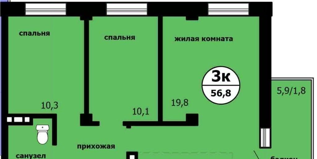 квартира г Красноярск р-н Ленинский Завода СК, ул. Вишневая, Садоводческое товарищество Химик фото 1