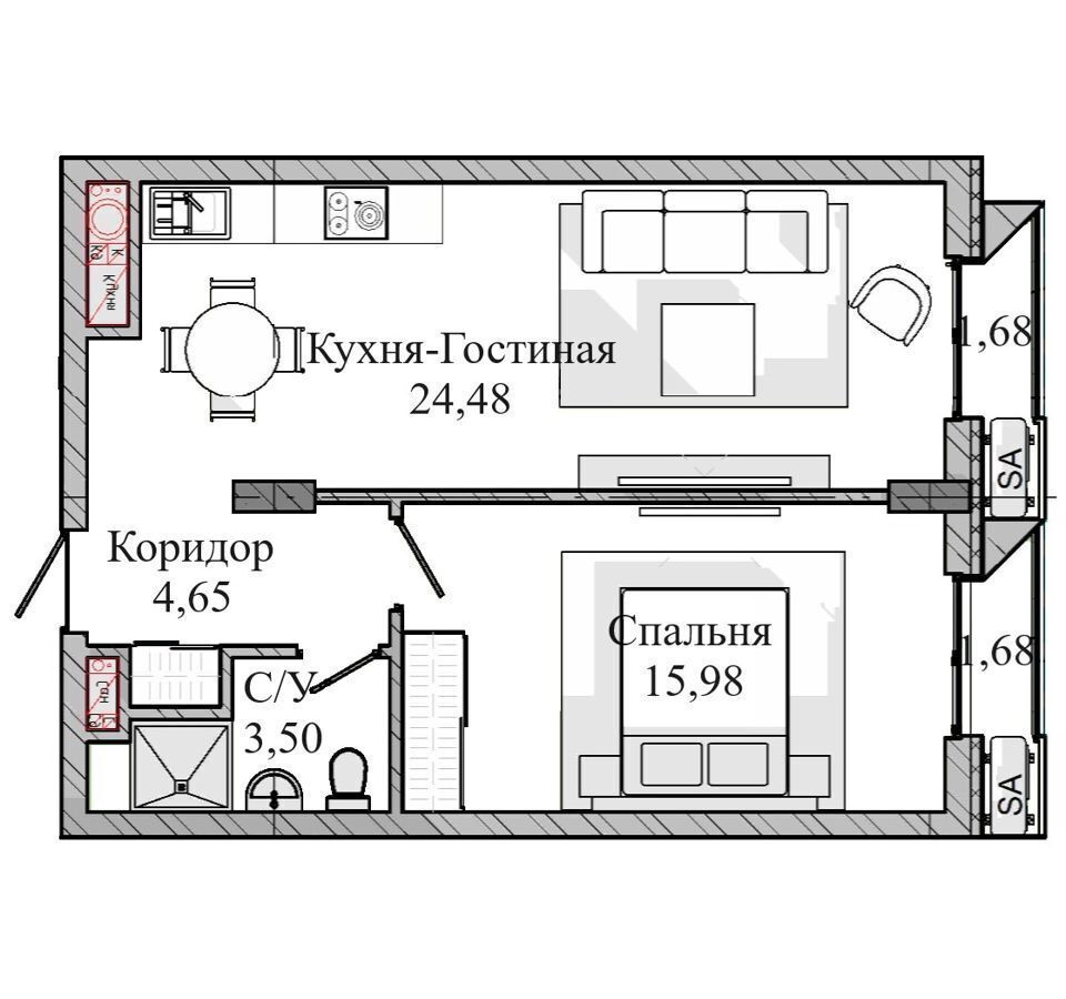 квартира г Нальчик ул Тлостанова ЖК «Сердце Нальчика» з/у 24 фото 8