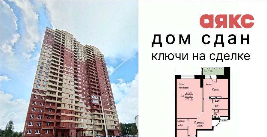 квартира г Ярославль р-н Заволжский ул Красноборская 38к/3 фото 4