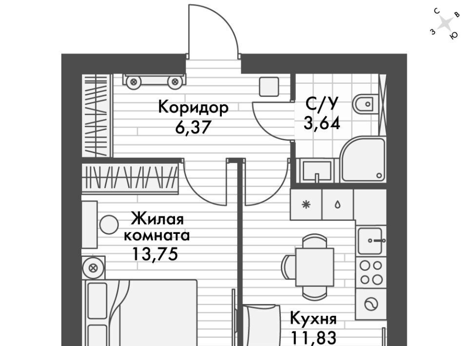 квартира р-н Зеленодольский п Октябрьский Октябрьское с/пос, Северный Вокзал фото 1