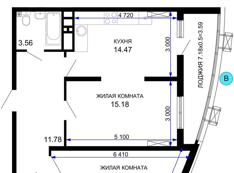 квартира г Краснодар р-н Центральный ул Воронежская 47б микрорайон «Фонтаны» фото 1