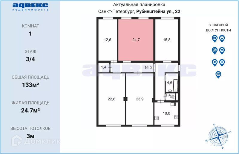 комната г Санкт-Петербург ул Рубинштейна 22 Центральный фото 2