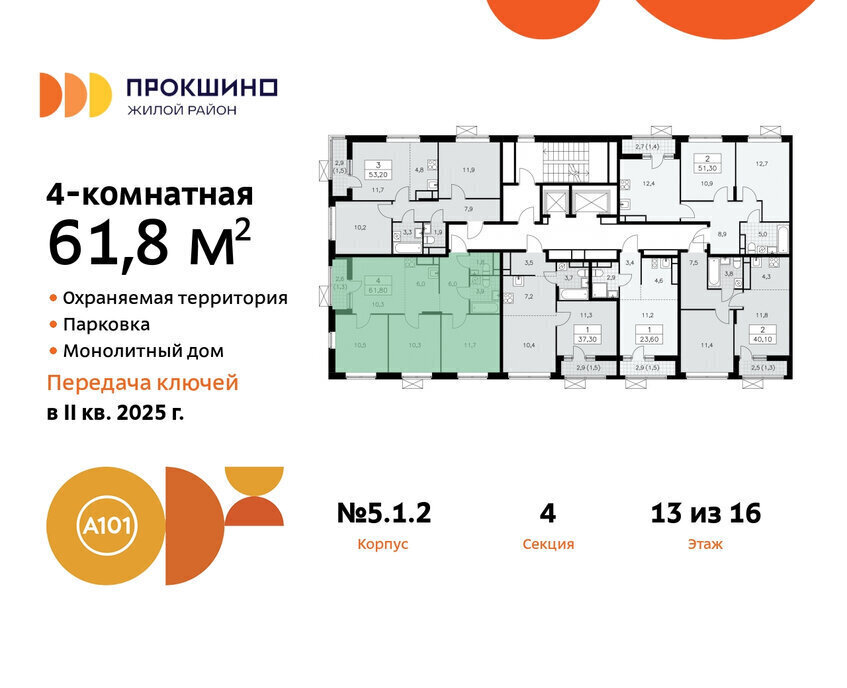 квартира г Москва п Сосенское ЖК Прокшино 1/4 метро Прокшино метро Коммунарка ТиНАО 5. фото 2