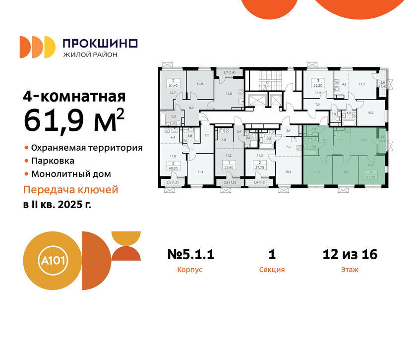 квартира г Москва п Сосенское ЖК Прокшино 1/4 метро Прокшино метро Коммунарка ТиНАО 5. фото 2