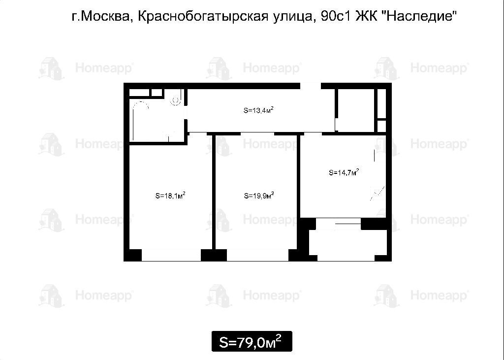 квартира г Москва метро Преображенская площадь ул Краснобогатырская 90с/1 фото 21