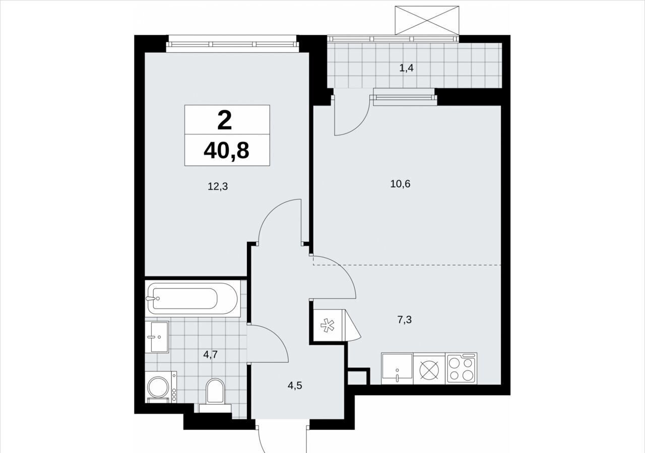 квартира г Москва метро Коммунарка кв-л 160, з/у 1В, стр. 6. 2 фото 2