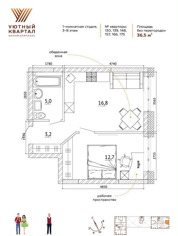 квартира г Кемерово р-н Ленинский ул Терешковой 1 ЖК «Уютный Квартал» фото 1