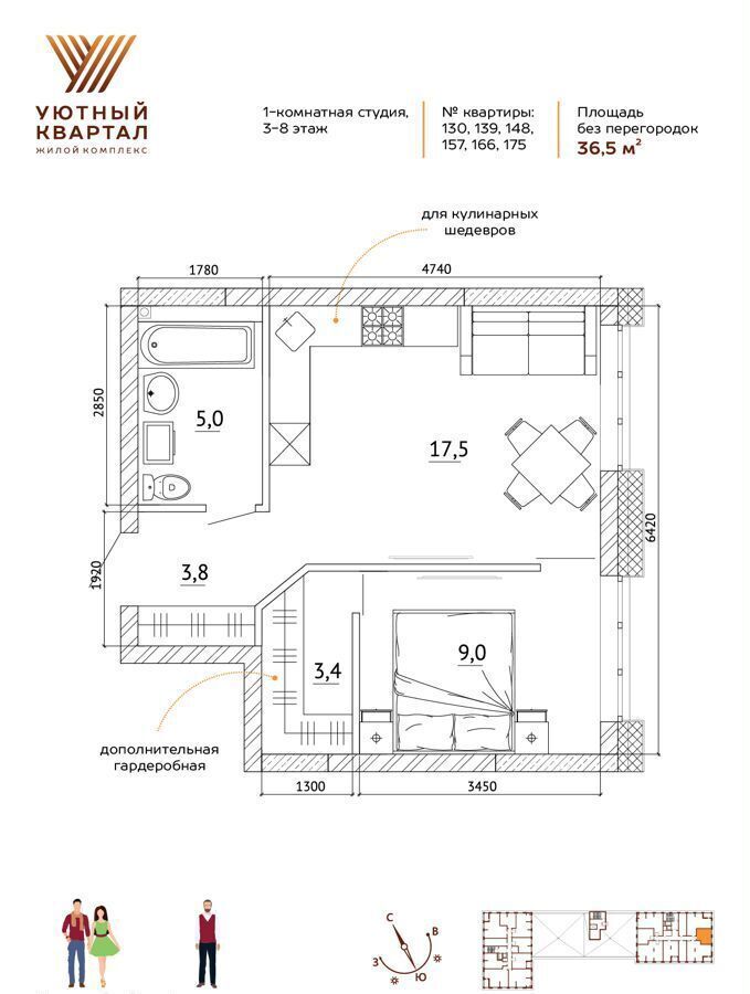 квартира г Кемерово р-н Ленинский ул Терешковой 1 ЖК «Уютный Квартал» фото 2