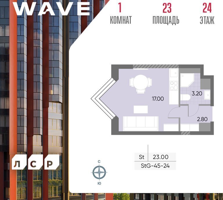 квартира г Москва метро Москворечье ул Борисовские Пруды 1 ЖК «WAVE» муниципальный округ Москворечье-Сабурово фото 1