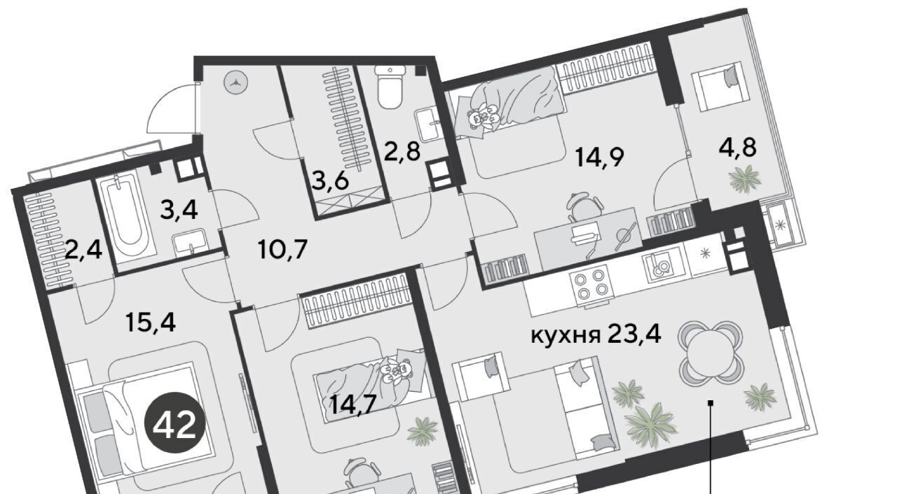 квартира г Краснодар р-н Прикубанский ЖК «Парк Победы» фото 2