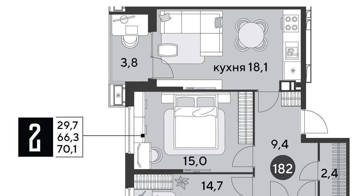 квартира г Краснодар р-н Прикубанский ЖК «Парк Победы» фото 3