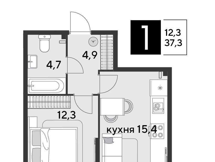 квартира г Краснодар р-н Прикубанский ЖК «Парк Победы» фото 3