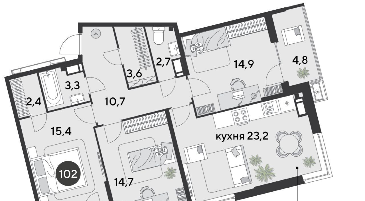 квартира г Краснодар р-н Прикубанский ЖК «Парк Победы» фото 2