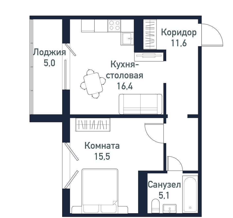 квартира г Челябинск Западный ЖК «Притяжение» 5 ул. им. ефрейтора Потехина фото 1