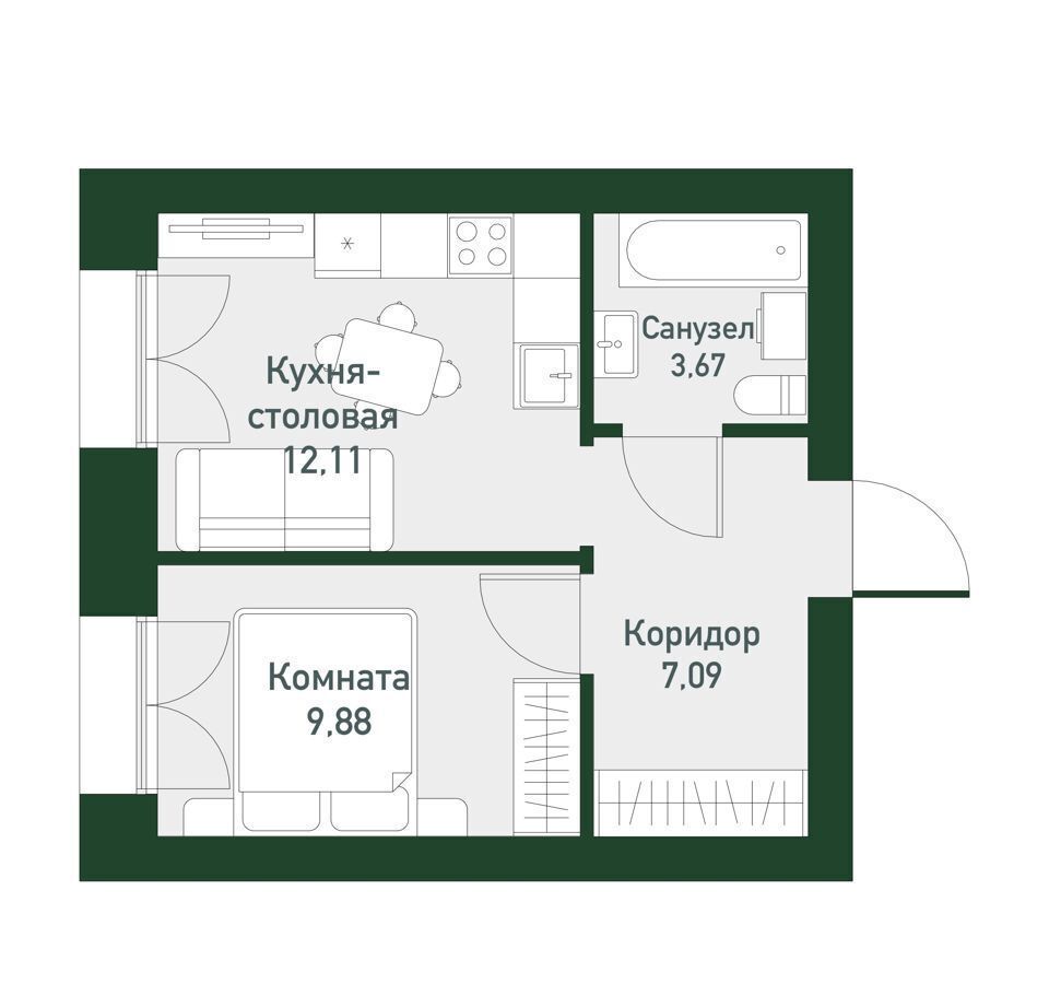 квартира г Екатеринбург р-н Ленинский кв-л 45, стр. 1. 2 фото 1