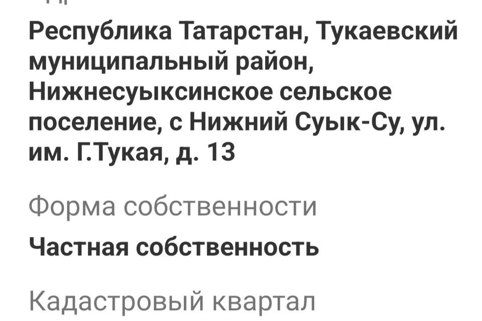 земля р-н Тукаевский с Нижний Суык-Су Республика Татарстан Татарстан, улица имени Габдуллы Тукая фото 4