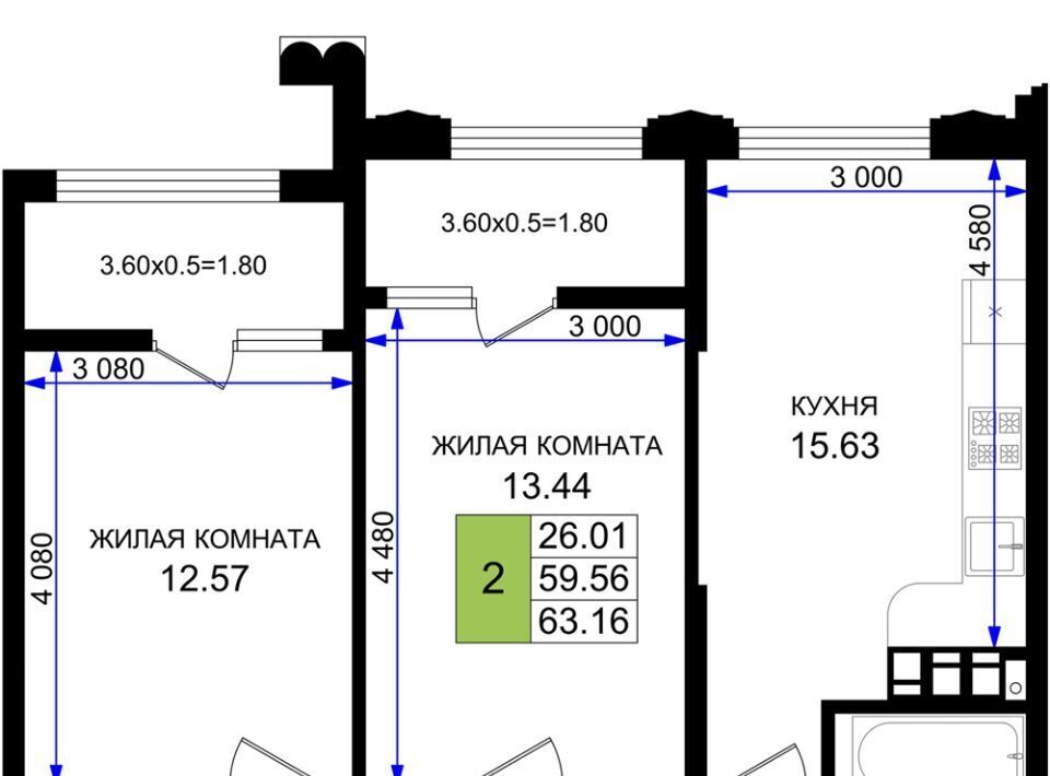 квартира г Новороссийск р-н Южный микрорайон 5-я Бригада фото 1