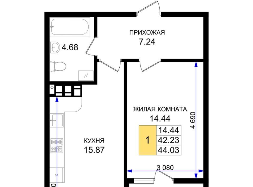 квартира г Новороссийск р-н Южный микрорайон 5-я Бригада фото 1