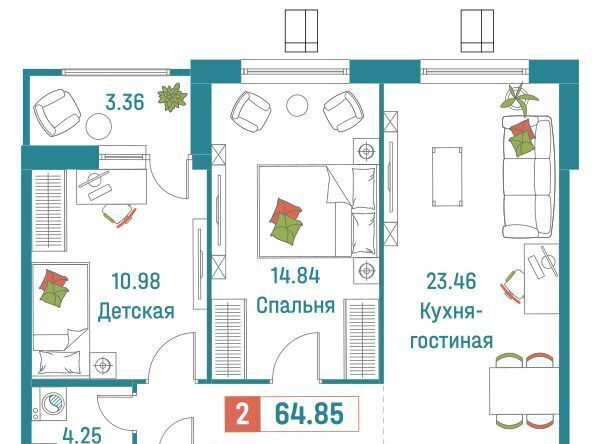 квартира р-н Всеволожский г Мурино ул Екатерининская 18/3 Девяткино фото 1