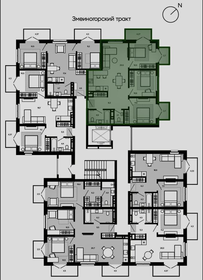 квартира г Барнаул р-н Центральный тракт Змеиногорский 35б корп. 2 фото 4