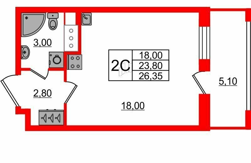 квартира г Санкт-Петербург метро Ломоносовская наб Октябрьская 36к/4 фото 1